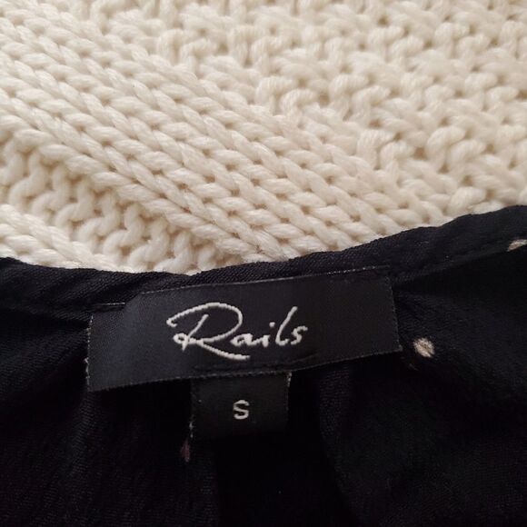 Rails Button Front Peplum Blouse  - size Small in Black Dots - Picture 12 of 14